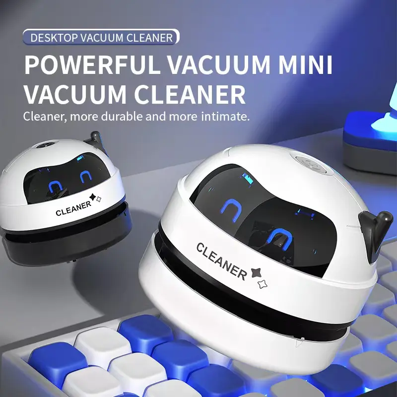 Powerful Mini Robot Desktop Vacuum Cleaner - USB Powered Compact & Convenient for Quick Clean-ups and Tidy Workspaces