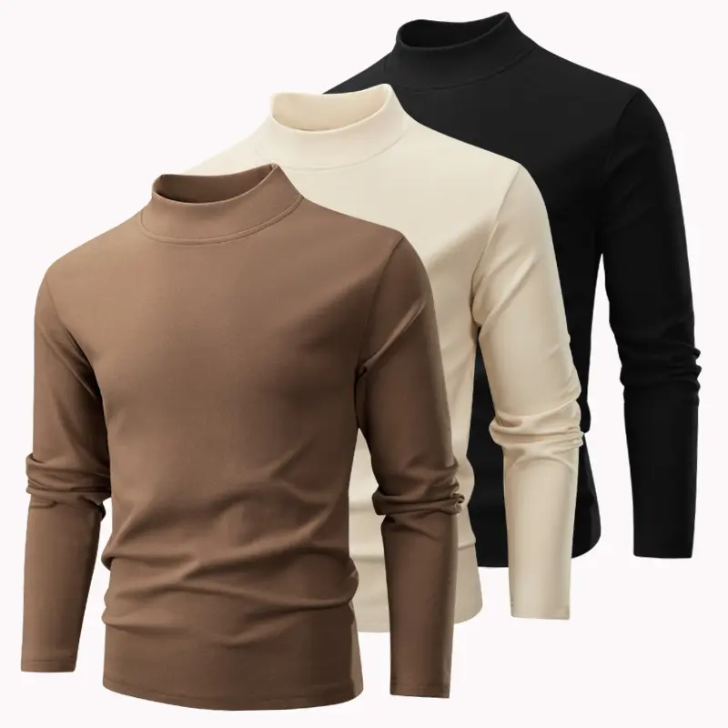Men's Mock neck Long Sleeve T-Shirt High Stretch Thermal Base Layer Mock Neck Undershirt Soft Pullover Tops Casual Basic Solid Color Layering Tee for Fall Winter Outdoor Daily Wear Smart Business Layered Underwear Warm Outfit Top Menswear Tshirt