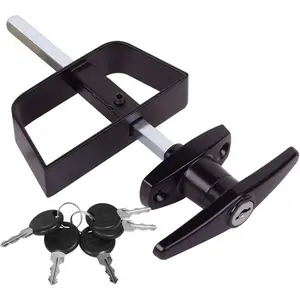 Shed Door Latch T-Handle Lock Kit with 5 Keys 4.5" Stem Barn Shed Door Lock Set for Playhouses, Coops,Camper Black