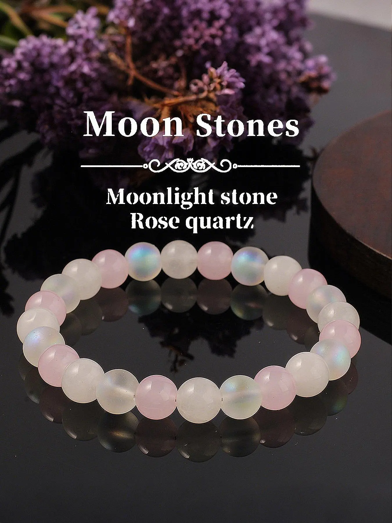 Moonstone Rose Quartz Beaded Bracelet, Premium Bracelet, High Quality Bracelet, Dainty Crystal Bracelet, Crystals Bracelets, Fashionable and Versatile Design Suitable for Wearing at Any Time, Gift for Friends, Moonstone Crystals