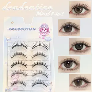 Manga Style Strip Lashes | Firm Band Volume 13-15mm Mixed Lengths | 5 Pairs Set, Each Pair Unique Style | Glue Required | DIY Beginner Friendly for Dramatic Doll Eye Look ✨ DIY Eyelash Extensions Cosmetic