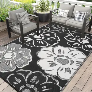 Outdoor Waterproof Rug, Dual-Sided Plastic Woven Mat, Reversible Camping Rugs, Ideal for RV Travel, Camping, Picnic, Beach, Balcony, Backyard, Poolside, Porch