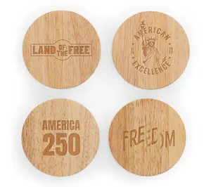 Oniva America250 Parawood Coasters with Bottle Openers Set