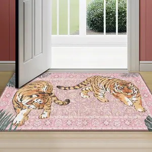Tiger Pattern Door Mat, Animal Print Rug, Boho Vintage Soft Comfortable, Universal for Kitchen Living Room, Multiple Sizes Available, Home Decor Gift