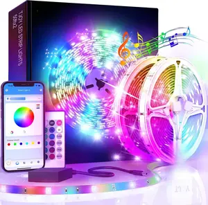 LED Lights for Bedroom 100ft RGB Color Changing Strip Lighting with Remote & Smart APP Control Music Sync Rope Lights via Bluetooth for Kitchen TV Room Decor
