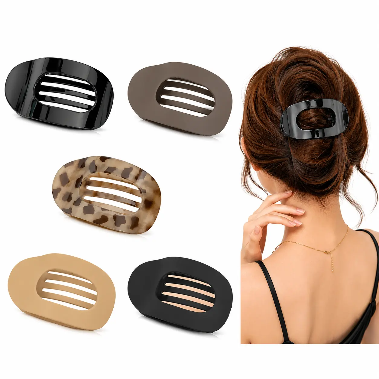 5Pack Flat Hair Clips No-Crease for Women Girls Strong Hold Matte Claw Clips for Thick Thin Hair Trendy Accessories for Work Party - MM2