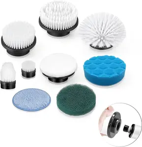 8 in 1 Electric Spin Scrubber Replacement Heads Cleaning Brush, Fit for ANS-8051A/8050 Power Shower Scrubber, for Household Heavy Oil Pollution Cleaning Black