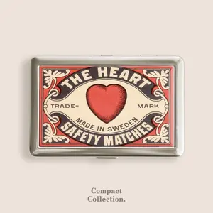 Safety Matches Pattern The Heart Love Cigarrette Case Zigarettenetui Wallet Vintage Metal 100s Box Blunt Holder Gift