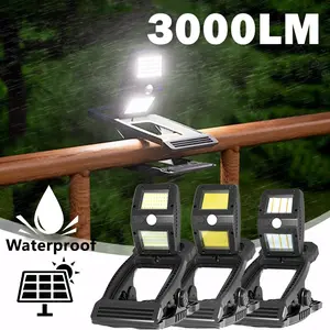 Solar Motion Sensor Lights Outdoor Waterproof With Clamp 3 Modes Pathway Lights For Garden Camping Fence Garage Security Work Light LED