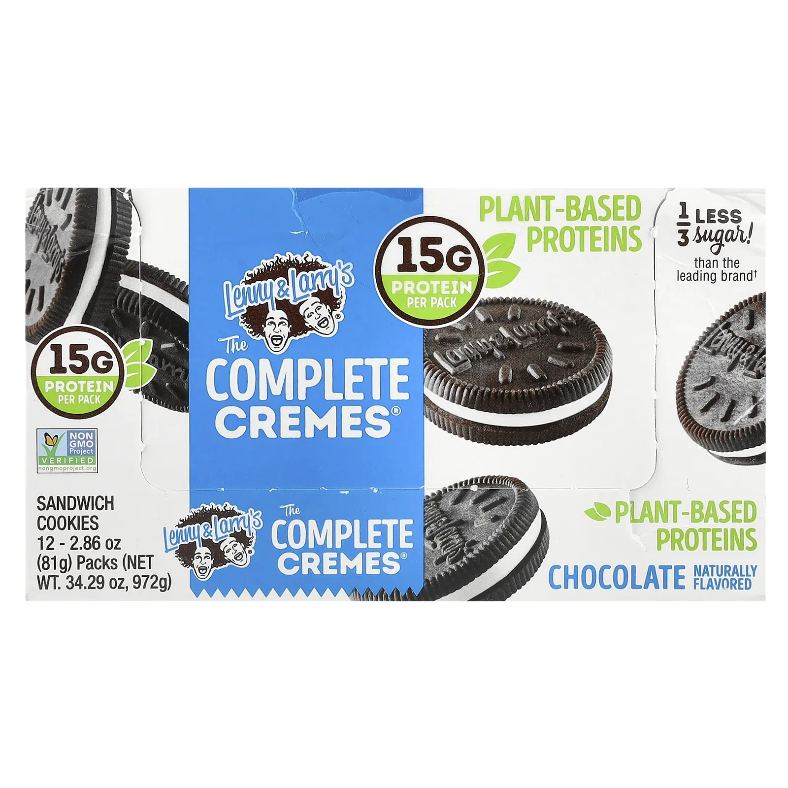 Lenny & Larry's The Complete Cremes®, Sandwhich Cookies, Chocolate, 12 Packs, 2.86 oz (81 g) Each