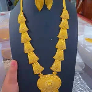 Gold Plated Necklace Beautiful with Tassel Design and Central Medallion for Elegant Looks