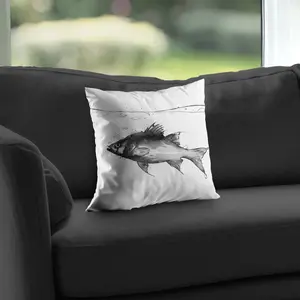Begin Home Decor C1PT1414ER7M9Y 14 x 14 in. Swimming Fish Poly Twill Throw Pillow - Wildlife Home Decor