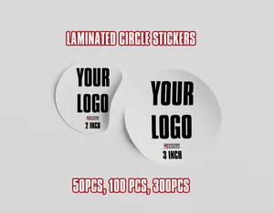 Laminated Circle Stickers - 2 Inch & 3 Inch Custom Logo Stickers - 50PCS 100PCS 300PCS - Durable & Waterproof