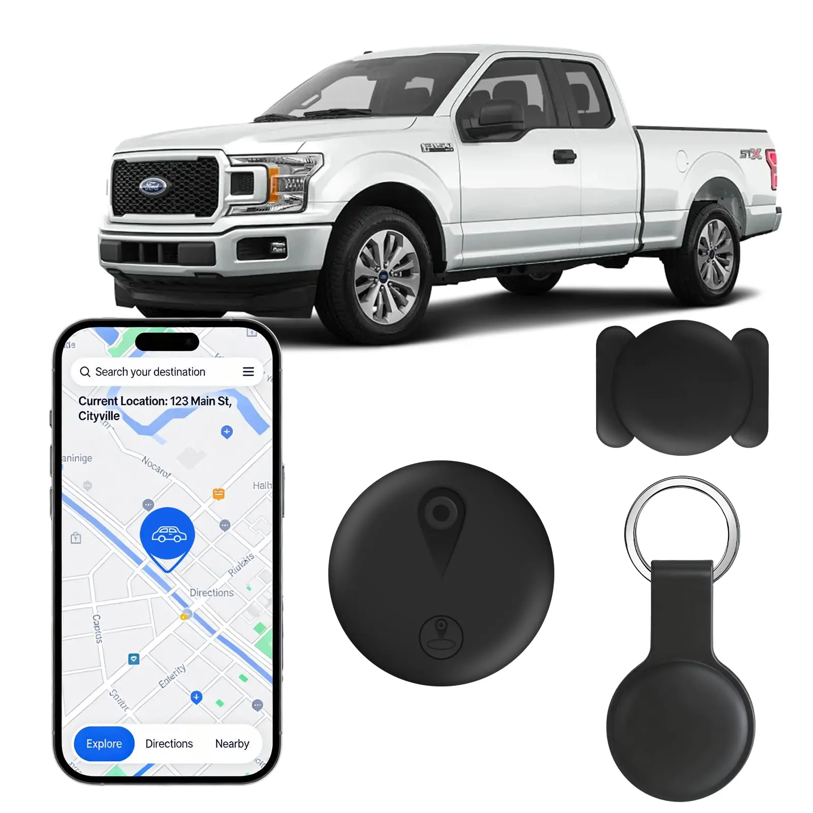 Portable Mini Magnetic GPS Tracker - Include a keychain and magnetic protective case, global real-time location tracking, no monthly fees or SIM card required, compatible only with iOS “Find My” feature, 730-day battery life - Ideal for car and other item