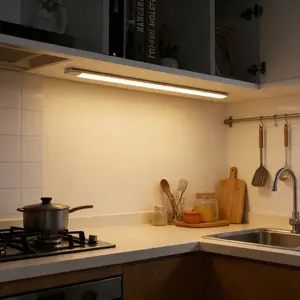 Rechargeable LED Under Cabinet Lights  7.87 in. Silver Motion Sensor 3-Color Ultra-Thin Dimmable Magnetic Wireless Easy Install Auto-On Long Battery Life soft plug-free night