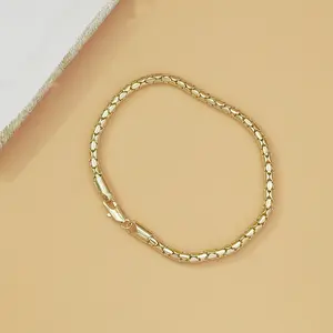 Dainty Gold Box Chain Bracelet for Women - 14K Gold Plated Thin Link Design, Minimalist Stackable Jewelry for Daily Wear, Birthday & Anniversary Gift