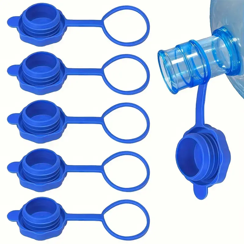 5-Pack 3 Gallon & 5 Gallon Water Bottle Caps, Upgrade Replacement Lids, Anti-Spill Caps for 55mm Bottles, Durable Leak-Proof Covers, Drinkware Lid, Durable Silicone Cover