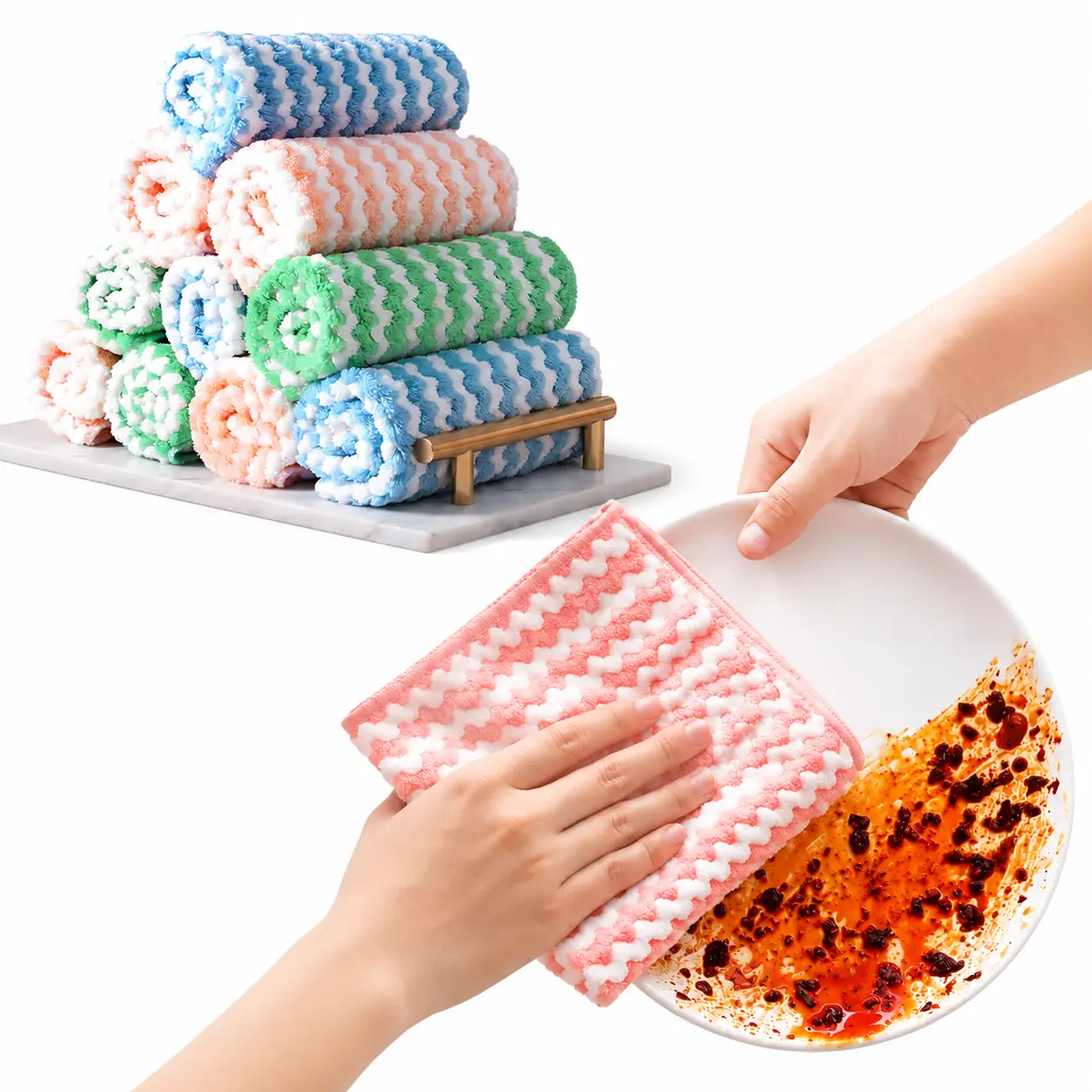 10 Counts Microfiber Cleaning Cloth, Super Soft Absorbent Dish Towels Rags Cloths for Washing Dishes and Kitchen Drying Cleaning House Keeping