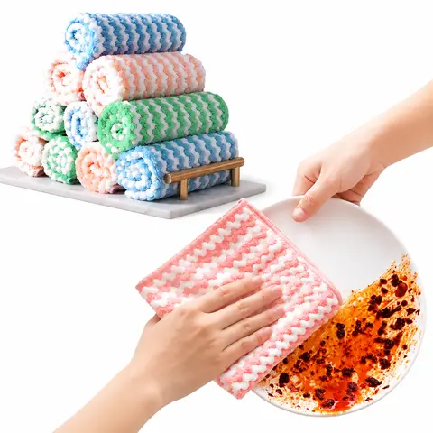 10-Count Microfiber Cleaning Cloths for Household Items - Soft Texture, Reusable, Absorbent Washcloths for Daily Chores, Kitchen Drying & Dish Washing