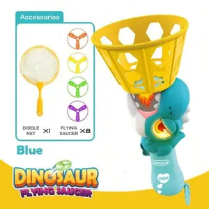 Dinosaur Disc Flying Disc Launcher Toy, Electric Bamboo Dragonfly With Glowing Gyro, Outdoor Throw & Catch Interactive Game For Kids, Perfect For Backyard, Park & Family Fun