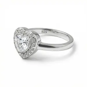[AB083] Silver 925 Ring Heart With Lab Zirconia