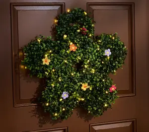 Girl Next Door Illuminated Indoor/Outdoor Boxwood Wreath