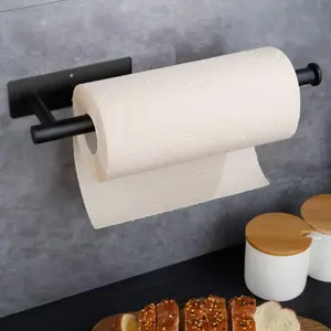 DGAPHRO Paper Towel Holder,Self Adhesive or Drilling Paper Towel Holders Under Cabinet,SUS304 Stainless Steel, Space-Saving, Easy Installation for Kitchen, RV & Bathroom-13" Towel Rack for Rolls, Plastic Wrap & More.