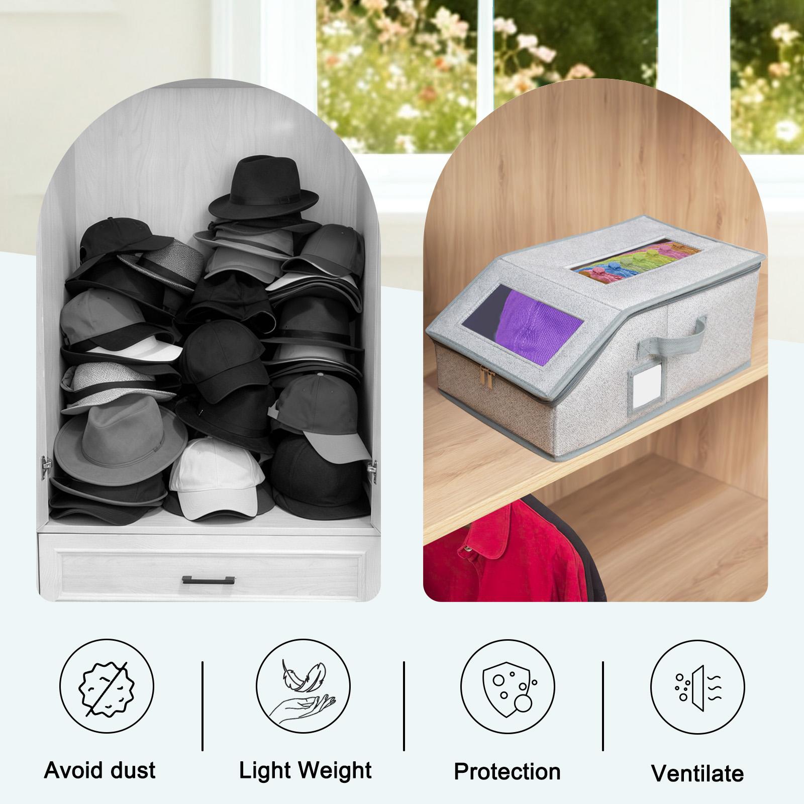 Stackable Baseball Cap Storage Box, Holds Up to 24 Hats – Durable Foldable Cardboard Organizer, Large Capacity Hat & Toy Storage Solution, Versatile Home & Bedroom Organizer, Dustproof, Space Saving mothersdaygift