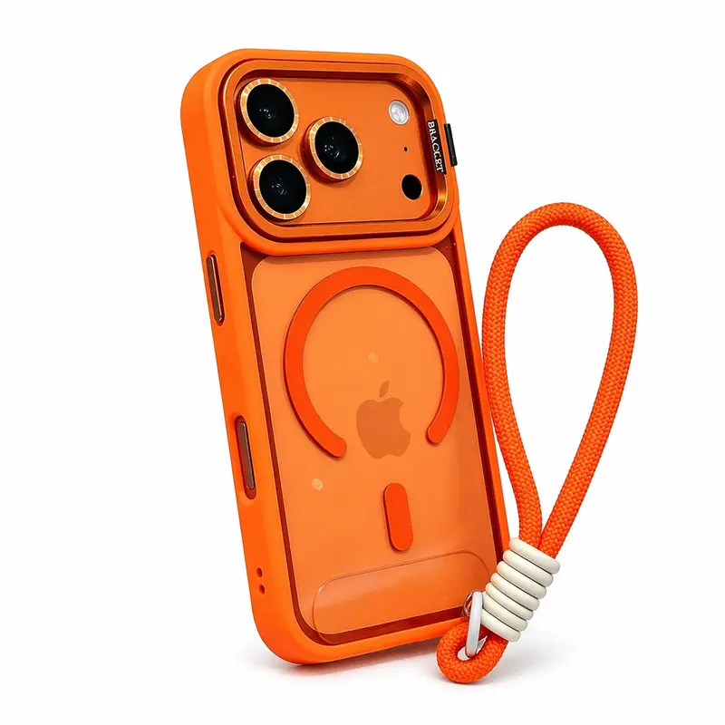 Magnetic Silicone Casing for iPhone 17/16 Pro/Max, Military-Grade Shockproof Cellphone Cover, Handheld Phone Accessory with Lens Stand, Wireless Charging Compatible