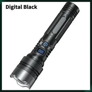 Super Bright Zoomable Flashlight with USB Charging,Rechargeable with Digital Display (Battery Level Indicator),Adjustable Beam & Device Charging,Multi-functional for Camping, Fishing, Emergencies,Long-Lasting LED