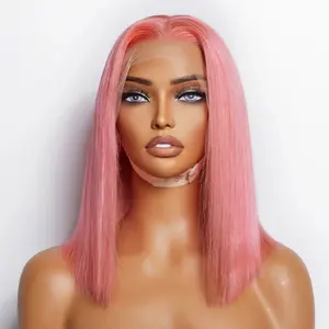 10” Pink Bob Wig for Women 10 Inches & 14 Inches Pre-Plucked 13"x4" Lace Frontal Wig 150% Density 100% Human Hair Straight Hair Lightweight Easy to Style Perfect for Daily Wear