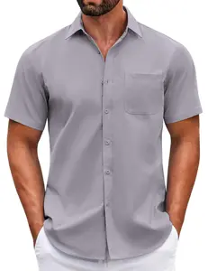 COOFANDY Mens Short Sleeve Casual Button Down Shirts Summer Untucked Dress Shirts with Pocket