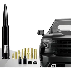 New Upgrade Car Truck Bullet Antenna American Flag for GM Chevy Silverado 1500 2500 3500 HD Avalanche GMC Sierra 1500 2500 3500 Denali Heavy Duty Pickup Trucks Accessories (Black)
