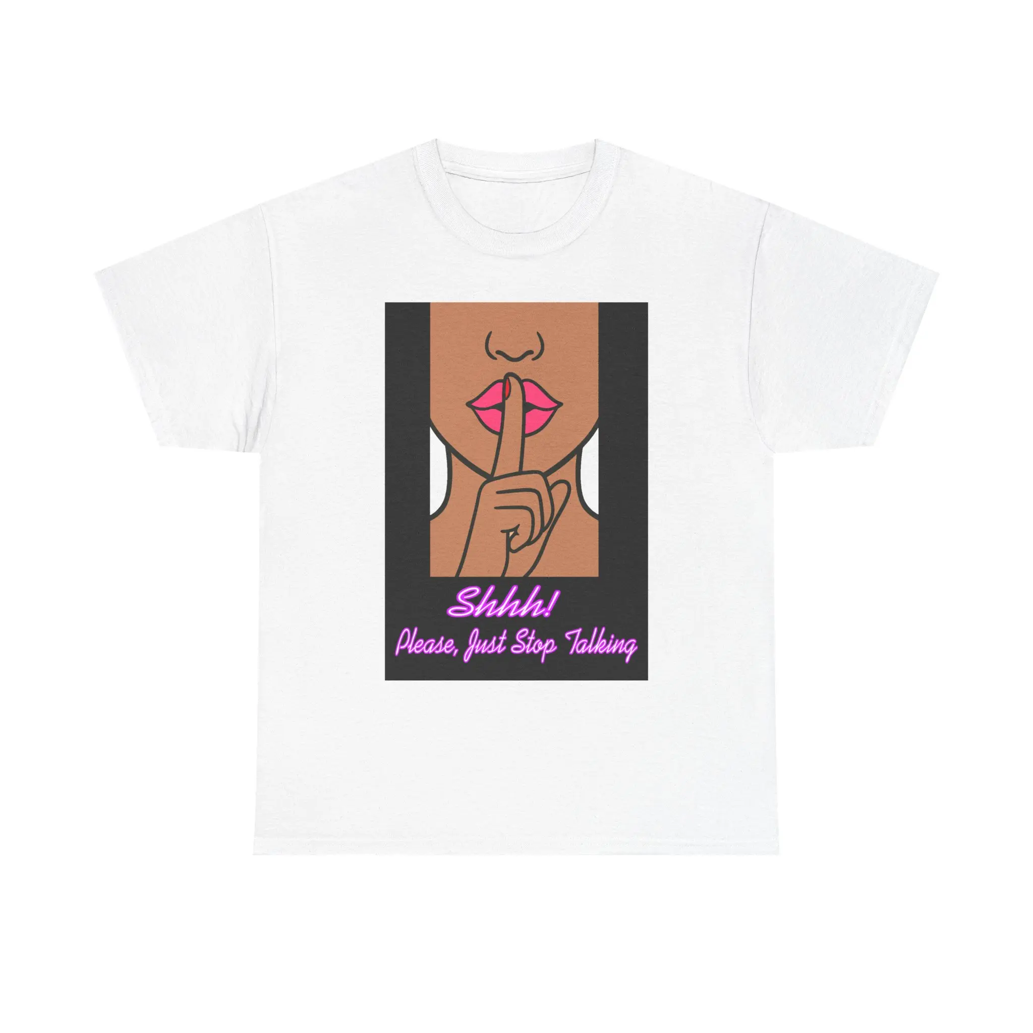 Shhh! Just Stop Talking Tee Unisex Heavy Cotton Shirt Casual Wear Graphic Tee for Introverts Gift for Friends Birthday Present Classic Fabric Menswear Streetwear