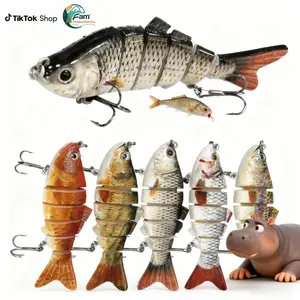 5-Piece Fishing Lures Set Multi-Jointed Swim Crank Lure 3.9in Bionic Hard Bait , Powerful Artificial Fishing Lure Kit，Rotary Tool Fishing Lure Set, trusc  end  lure multi-jointed fishing lure Floating Bass Fishing Lures Set