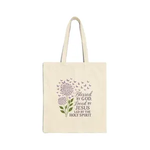 Faith-Inspired Cotton Canvas Tote Bag, Gift for Believers, Eco-Friendly Shopper, Spiritual Quote Bag, Perfect for Church Events