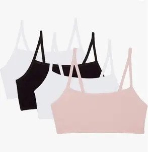 Women's Bra Bundle Spaghetti Strap Cotton Pullover Sports Bra Value Pack Soft and Comfortable Workout Yoga Exercise or Regular Daily Wear Bra Set aligntank pushtanktop