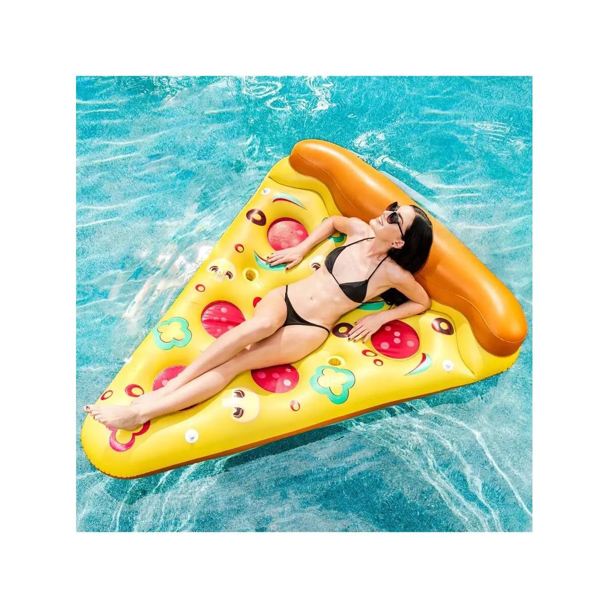 Syncfun Giant Inflatable Pizza Slice Pool Float, Fun Pool Floaties, Swim Party Accessories, Summer Pool Raft (1 Pack), Extra Large With Cup Holders