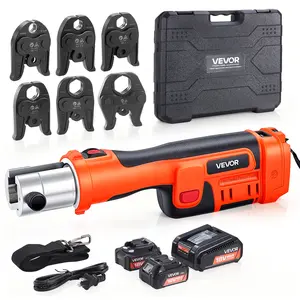 VEVOR Press Tool, 18V Electric Crimping Tool for 1/2", 3/4", 1", 1-1/4", 1-1/2", 2" Copper Pipes, 32KN Press Tool Compatible with ProPress - with 6 VUS Jaws, 2PCS 4AH Batteries, Charger & Toolbox