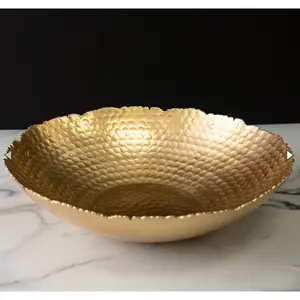 Gold Hammered Shallow Bowl