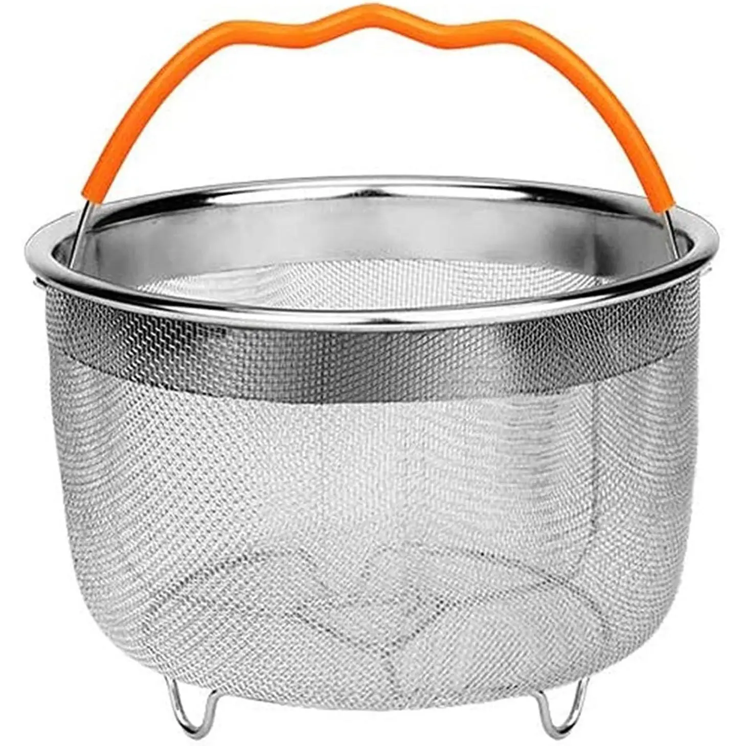 Steamer Basket, Mesh Steaming Basket Stainless Steel Strainer and Insert for 6 qt quart Instant Pots Accessories, with Handle, fits IP Insta Pots, Instapot (Orange)
