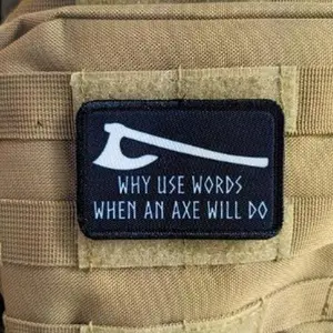 Why use words when an axe will do Viking Norse 2"x3" morale patch with hook and loop backing