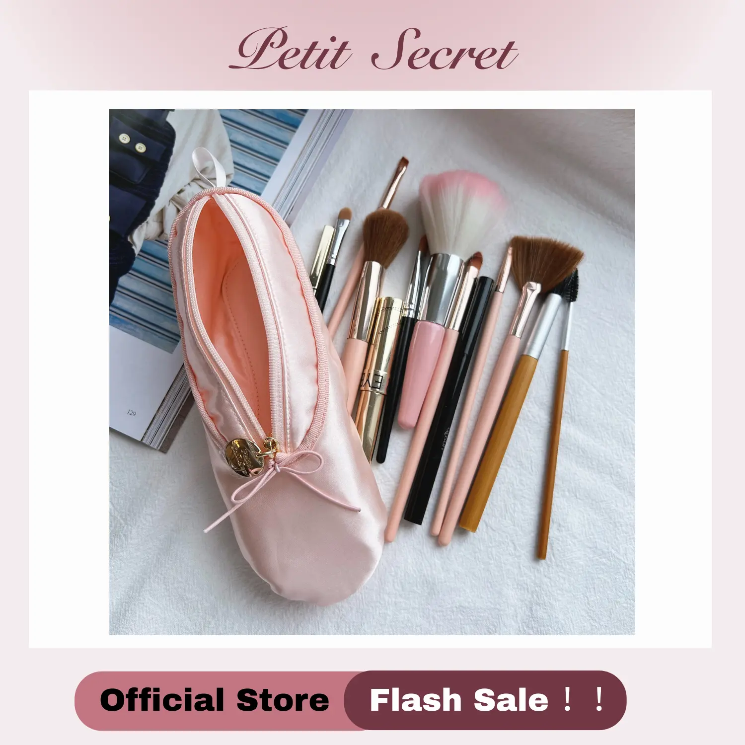 TikTok Viral Ballet Shoe Makeup Bag - Cute Shaped Cosmetic Pouch for Lipstick & Eyeliners, Portable Hanging Organizer for Brushes & Pens (Perfect Aesthetic Gift)