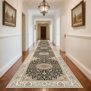 Vintage Artistic Pattern Long Hallway Rug, Boho Runner Rug, Easy Clean Villa Entrance Mat, Durable Bedroom Footstool Decorative Pad, Perfect Christmas Gift