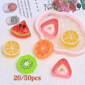 20/50 vibrant and lovely 3D fruit series, strawberry, watermelon and lemon resin charm sets-very suitable for DIY crafts, hair accessories, jewelry making, scrapbooks and wedding decorations.
