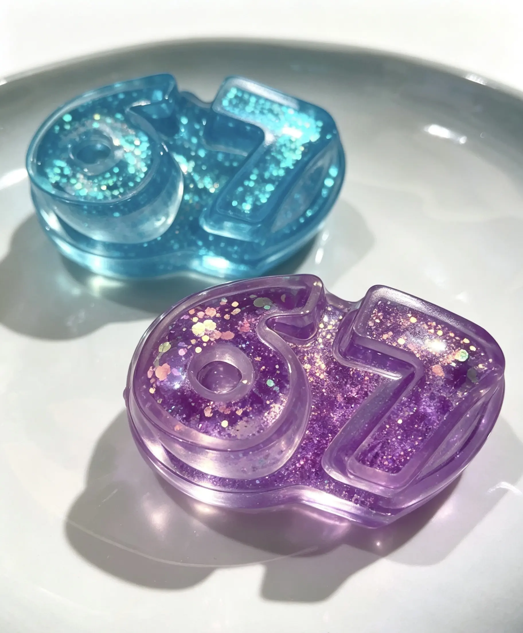 2PCS 67 Glitter Clear Squishy Slow Rise Toy, Sparkly Liquid Fidget Stress Relief Squeeze Toy