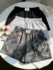 Women's Casual Everyday Loose Fit Shorts, Elastic Waist Camouflage Print and Solid Color, Summer All-Season Versatile Pants, 3 Piece Set