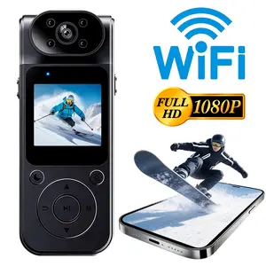 Portable Vlog Camera with WiFi, Wireless Vlog Camera, 180° Rotating Lens, 6-Axis Electronic Stabilization, Wide Angle, Mini Sports Camera for Travel and Daily Use, Vlogging Camera