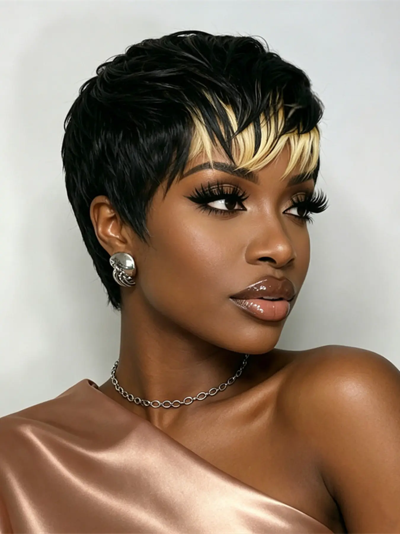 Pixie Cut Short Straight Human Hair Wig, Real Hair Wig, Machine Made Pixie Wig for Daily Party Use, Blonde, Stylish Gift for Women