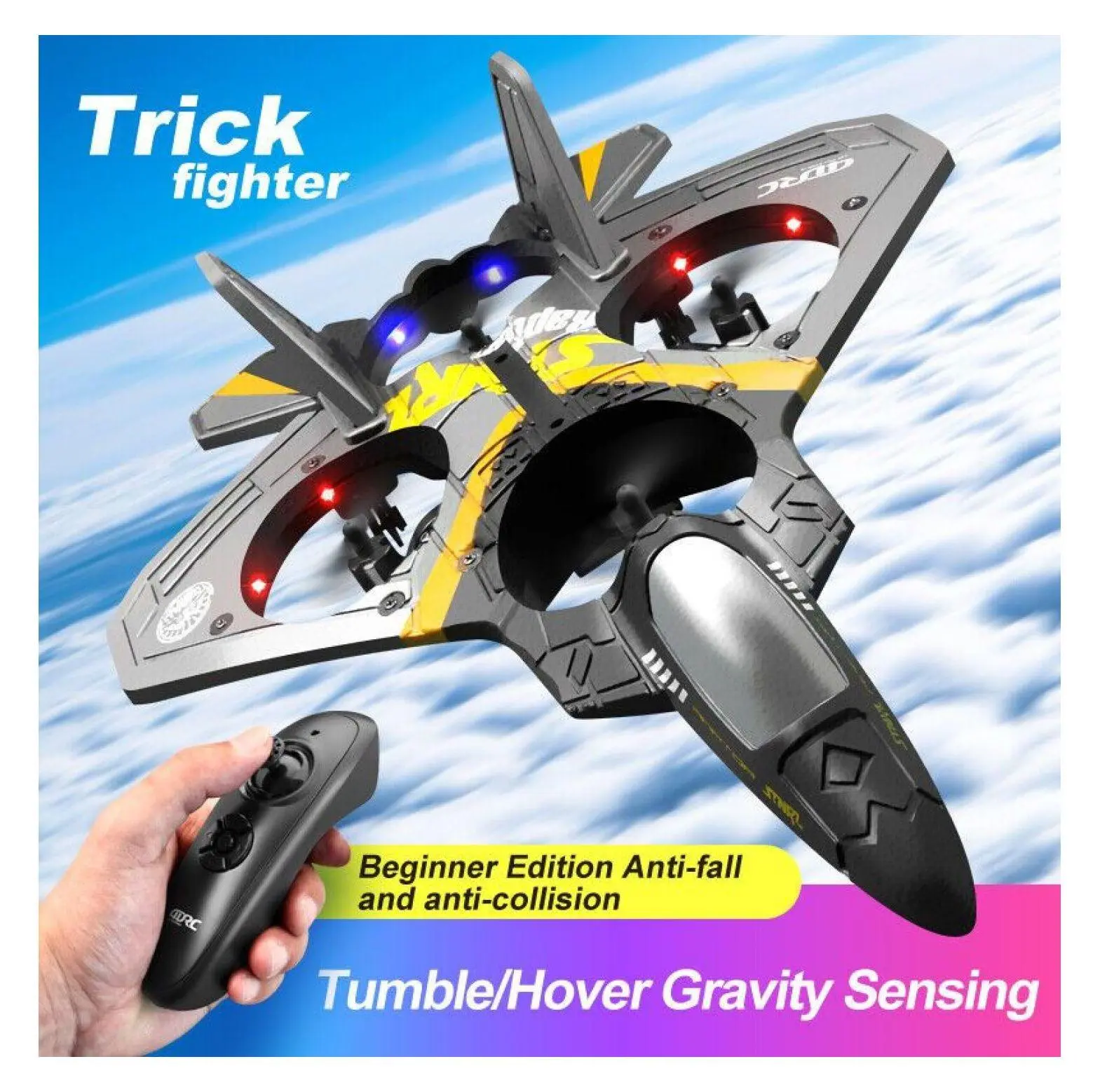 RC Airplanes for Adults Kids, 4DRC V17 2.4GHz 6CH RC Plane with Gravity Sensing, EPP Foam Aircraft Toy with Cool Lights, 2 Batteries, Beginner Remote Control Planes
